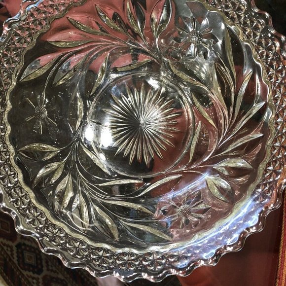 Vintage American Brilliant Cut Floral Pattern Glass Bowl 1930's - Picture 2 of 5